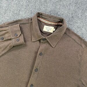 The Normal Brand Brown Textured Knit Shirt Men Large Button Down Long Sleeve